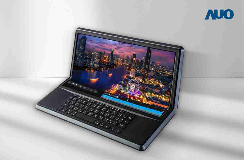 888.BY集团电子游戏14.6吋Micro LED折迭显示屏幕，，搭配半径4mm的弯折绞炼，，以及高画素、、高亮度、、、、高对比度的显示技术特点，，即便在大视角下仍保有绝佳色相与亮度