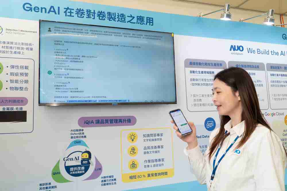 888.BY集团电子游戏数位积极发展数智化转型，，，，透过AI落地应用优化制造流程，，，，革新人力、、、生产效率与设备维护效益，，，，图为〝智能质量推升助手-iQIA〞（Intelligent quality improve assistant）应用情境，，协助质量管理再升级。。。